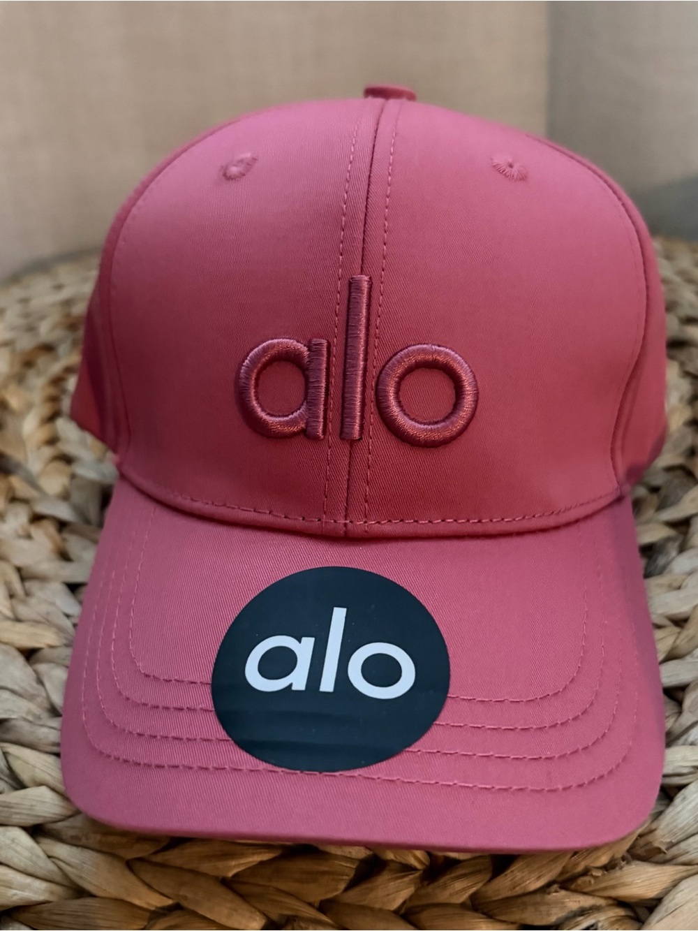 ALO Yoga Women Flamingo Rose Pink Embroidered Logo Cap Hat